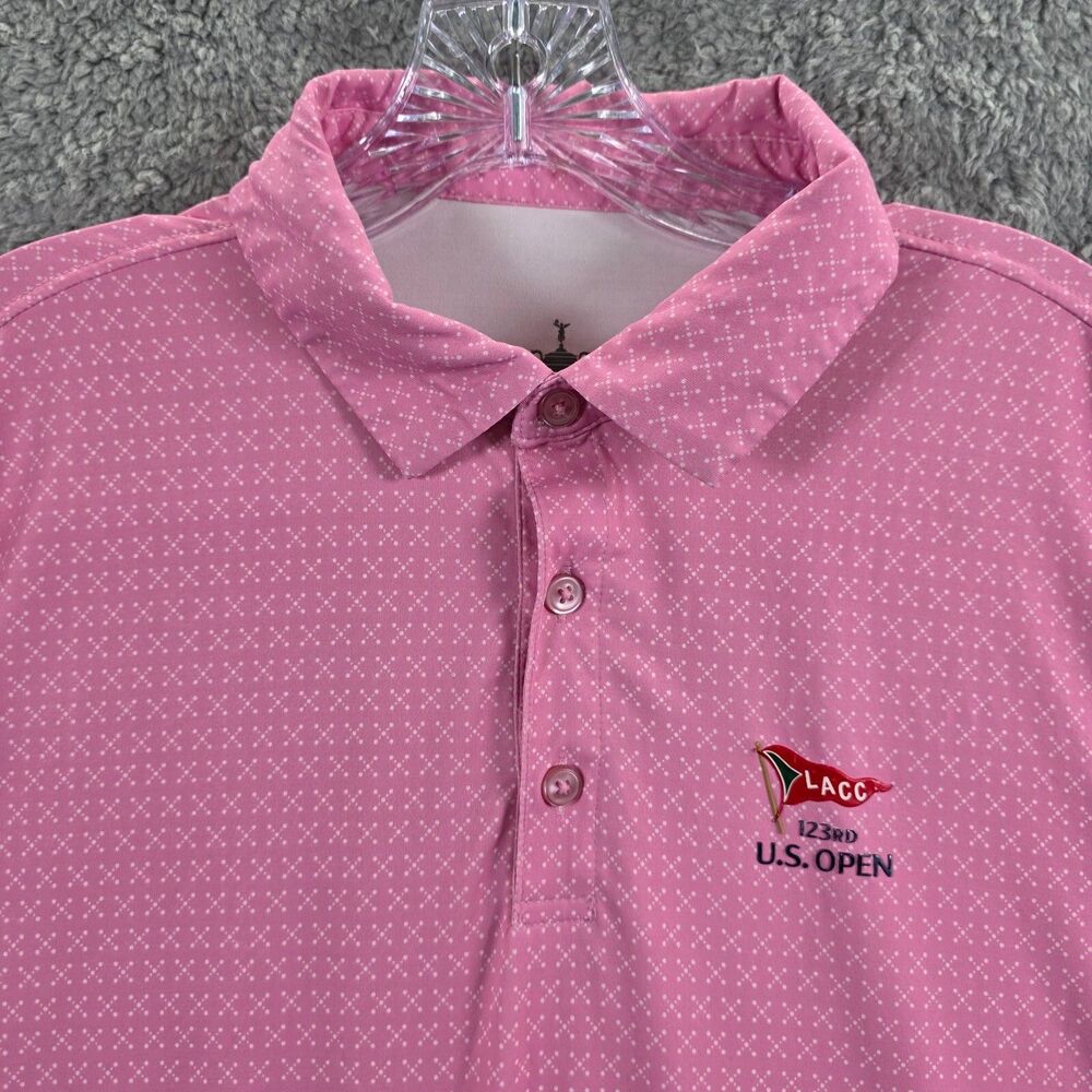 US Open Men's Pink Los Angels Country Club Polo Shirt 123rd Size L - Picture 2 of 9